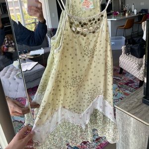 Free People Sheer Floral Blouse w Shell Detail